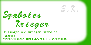 szabolcs krieger business card